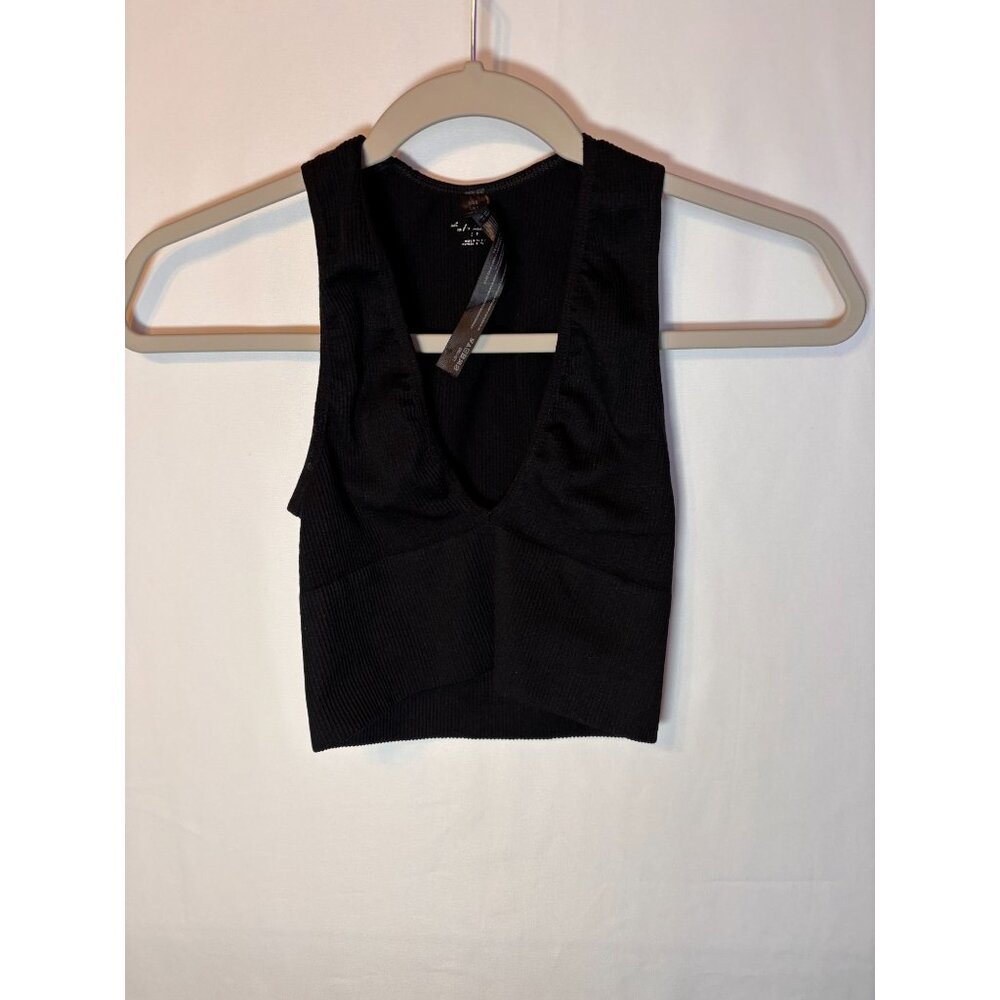 Urban Outfitters Black Ribbed V-Neck Crop Tank – Size S